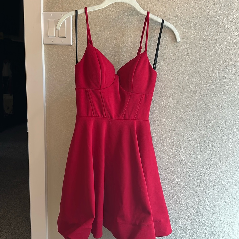 B Darlin Vibrant Red Mini Dress 1/2